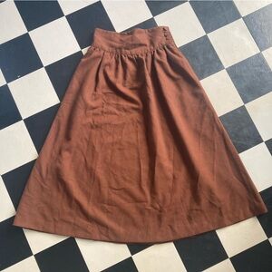 Brown Vintage High-Waisted Button Skirt